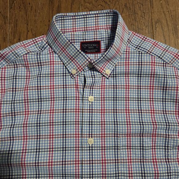 UNTUCKit Performance Mens Shirt Small S Slim Fit Plaid Long Sleeve Casual Nylon - Picture 2 of 8